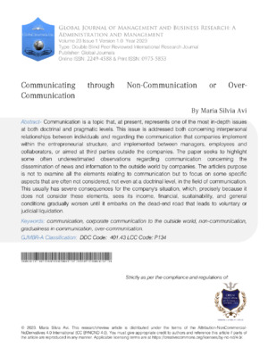 Communication strategy for non-communication of over-communication in research contexts.