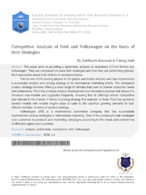 Comparative analysis of Ford and Volkswagen.