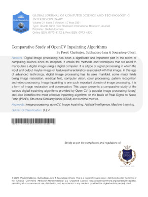 Alt text: Comparative study of OpenCV imaging algorithms for advanced image processing and computer vision applications.