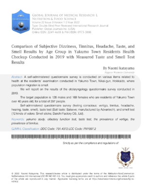Self-administered questionnaire on health and dietary habits among Yakumo residents.