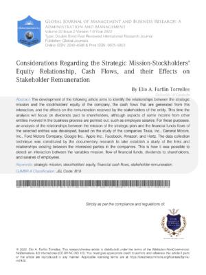 Strategic mission, stakeholder relations, financial flows, stakeholder remuneration.