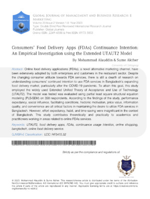 Food delivery research model for consumer predictive analysis and the extended UTANTUC model.