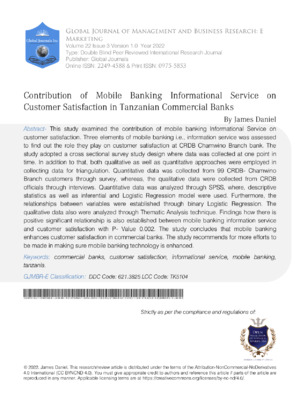 Mobile Banking Security Enhances Customer Satisfaction in Tanzanian Commercial Banks.