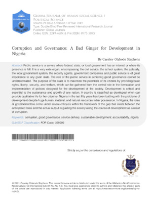 Efficient governance and corruption issues in Nigeria explored in this academic journal article.