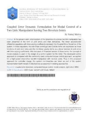 Reliable control of two-link manipulators for advanced engineering applications.