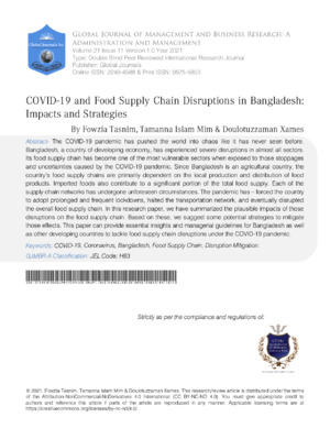 Supply chain disruptions in Bangladesh during COVID-19.