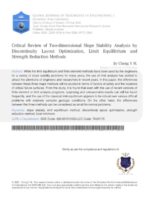 Alt: Academic journal article analyzing 2D slope stability, optimization, and equilibrium methods.