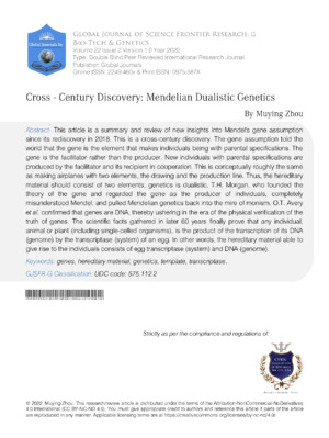 Genetic analysis of Mendelian dualistic genetics in cross-century discoveries.