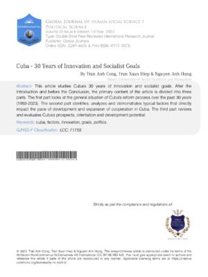 Innovative and social science research on Cuba’s 30-year progress. Focuses on social, economic, and political developments.