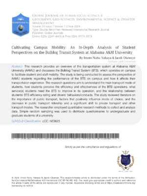 Alt text: Academic research on campus mobility, student perceptions, and environmental impact in university settings.