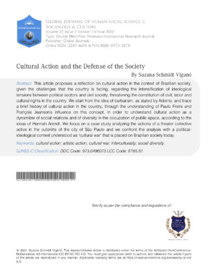 Detailed analysis of cultural action and societal defense in Brazilian society.