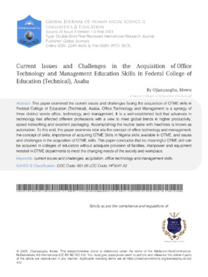Highly focused on educational research issues and challenges in office technology, management, and skills development.