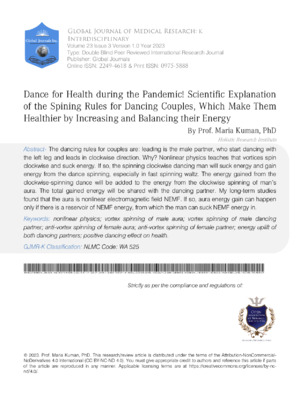 Dancing for health during the pandemic; scientific explanation of safe spinning rules for couples.