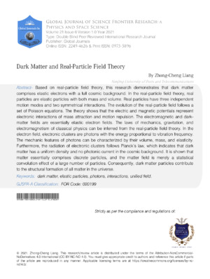 Dense, mysterious dark matter and real-particle field theory in astrophysics research.