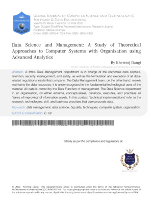 Data Science and Management: Theoretical Approaches to Computer Systems.