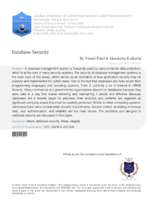 Secure database management and data protection strategies.