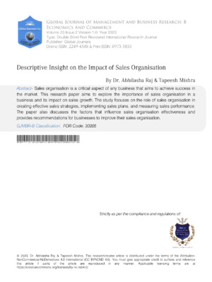 Sales organization influence on business sales success and growth strategies.