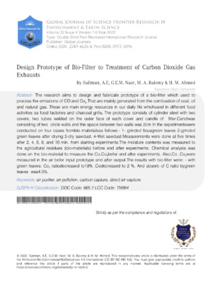 Highly effective bio-filter prototype for CO2 exhaust treatment in environmental research.