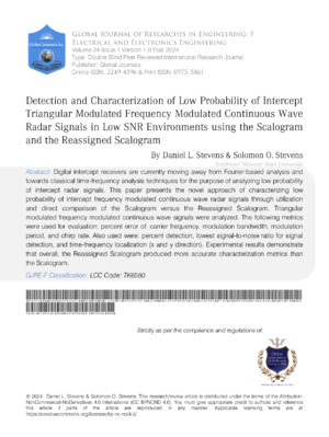 Detecting Low Probability Intercept Radar Signals Using Scalogram and Reassigned Scalogram.