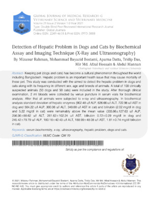 Accurate detection of liver issues in pets through advanced biochemical and imaging methods.
