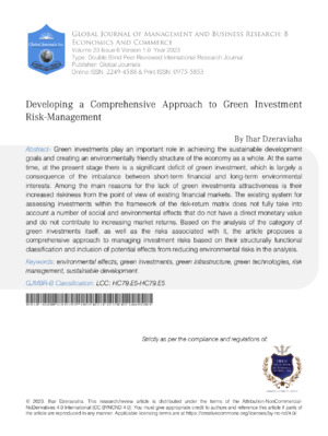 Green investment, environmental risk management, sustainable finance, eco-investment, risk analysis, green technologies, ESG.
