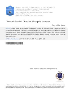Dielectric-loaded directive monopole antenna for enhanced signal focus. Suitable for advanced communication systems.