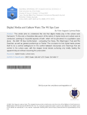 Digital Media & Culture: War’s Impact on Society and Culture | Global Journals.