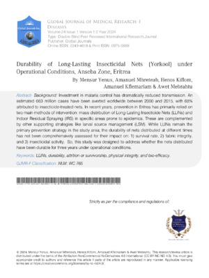 Highly durable long-lasting insecticidal nets for malaria prevention and control.