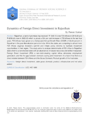 Foreign Direct Investment in Rajasthan.