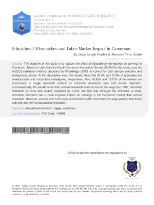 Educational Mismatches and Labor Market Impact in Cameroon.