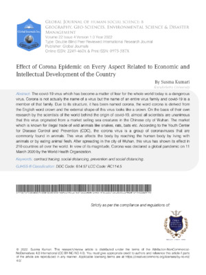 Explores COVID-19's effect on economic and intellectual development during pandemic.