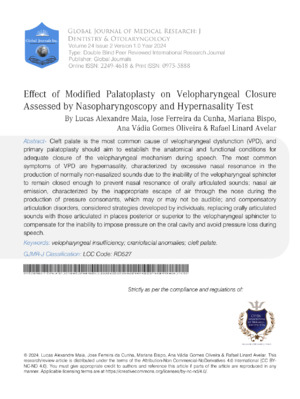 Enhanced ALT: Study on how modified palatoplasty impacts voice closure and speech in patients with cleft palate.