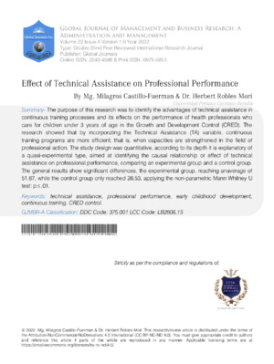 A research article on professional performance in management studies.