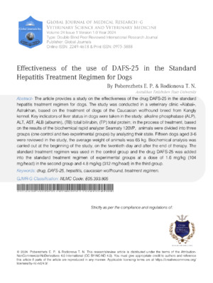 Effective hepatitis treatment for dogs using DAAS-25.