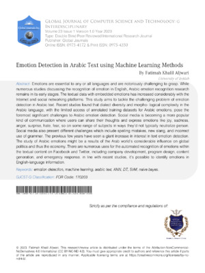 Alt: Academic research paper on Arabic emotion detection using machine learning methods.