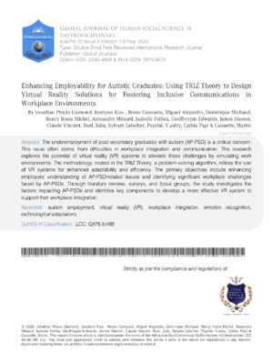 Research on VR communication and TRIZ theory for virtual reality solutions in social sciences.