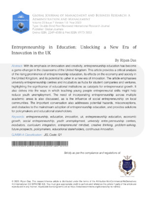 Entrepreneurship Research.