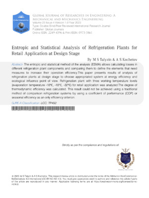 Efficient analysis of refrigeration plants for retail stores based on entropic and statistical modeling techniques.