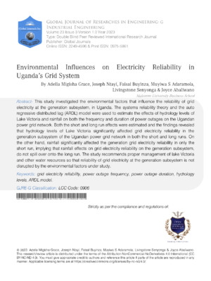 Alt text: Environmental research on electricity reliability and grid system in Uganda.