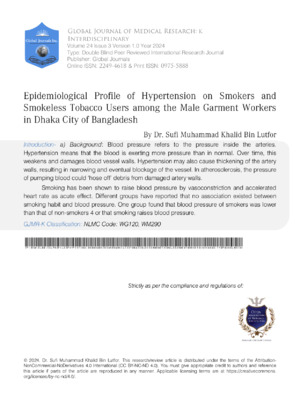 Blood pressure research on smokers and hypertension.