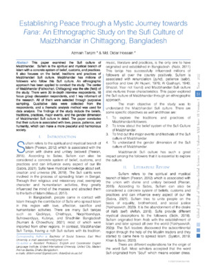 Exploring peace through mystic studies related to culture of Mazi bhandran in Chittagong, Bangladesh.