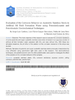 Stainless steel corrosion assessment using electrochemical techniques on various stainless steel types.