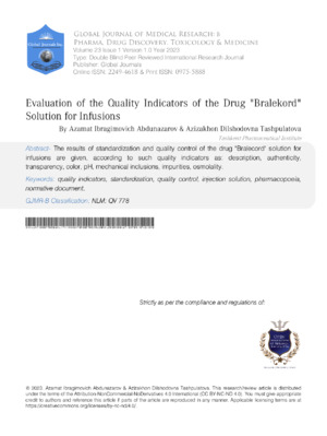 Analysis of drug 'Bralekod' infusion solution effectiveness and quality indicators for medical infusions.