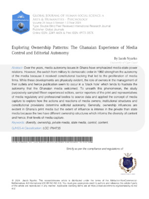"Exploring Ghanaian media ownership and control dynamics for improved media autonomy.".