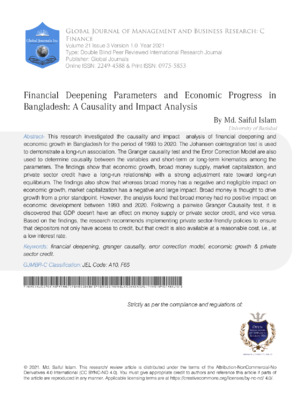Alt: Academic research article on financial development and economic progress in Bangladesh.