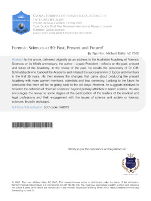 High-quality forensic science research and future trends for forensic science studies.
