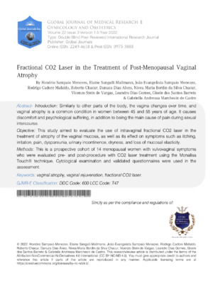 CO2 laser therapy for menopausal vaginal atrophy improves symptoms and pelvic health. Study evaluates safety and effectiveness.