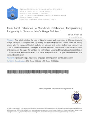 In this research article, explore China_Achebe's indigenous culture and its global significance in social sciences.