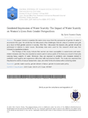 Image shows research on water scarcity and women's gender experiences.