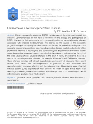 Glaucoma, eye health, neurodegenerative disease, research publication, clinical study, ophthalmology, medical journal, vision loss, neurology, diagnosis.